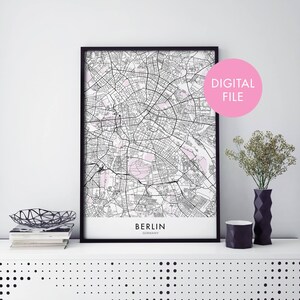 ベルリン、ドイツ 都市地図プリント ウォールアート | 自宅でプリント | デジタルダウンロードファイル