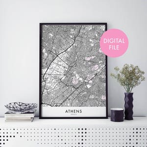 Athen, Griechenland Stadtplan Druck Wandkunst | Druck zu Hause | Digital Download Datei