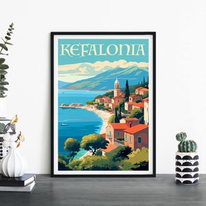 Cefalonia, Cefalonia, Grecia / Arte ilustrativo de pared con impresión de viajes / 4x6 5x7 A4 A3 A2 A1