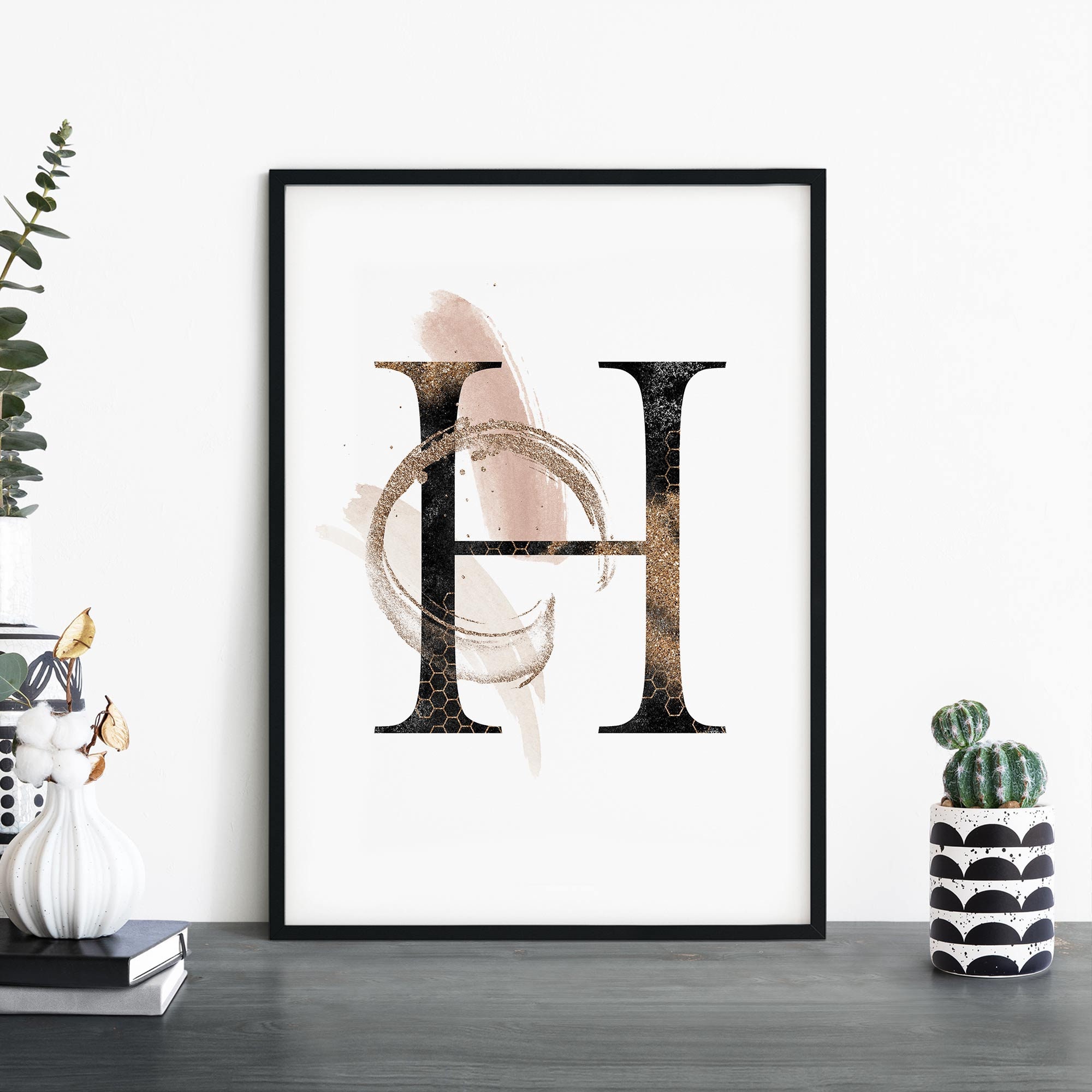 Letter H Alphabet Abstract Print Wall Art 4x6 5x7 A4 A3 A2 | Etsy