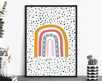 Rainbow Colourful Poster Print Wall Art | Childrens Kids Boys Girls Nursery Bedroom | A4 A3 A2 A1