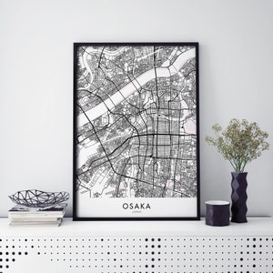 Osaka, Japan Art, City Map Print Wall Art | A4 A3 A2 A1