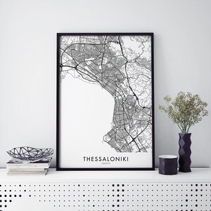 Saloniki, Griechenland Kunst, Stadtplan Druck Wandkunst | A4 A3 A2 A1