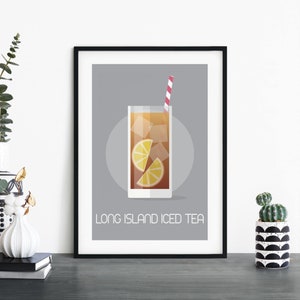Arte de pared de impresión ilustrativa de cóctel de té helado de Long Island / 4x6 5x7 A4 A3 A2 A1