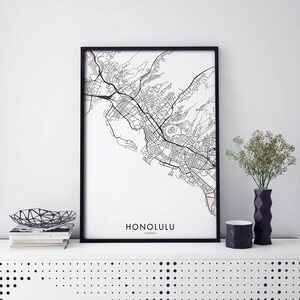 Honolulu, Hawaii City Art, Map Print Wall Art | A4 A3 A2 A1