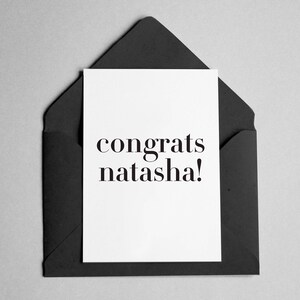 Personalized Congratulations Card - Contemporary Minimalist - "Congrats *Name*!"