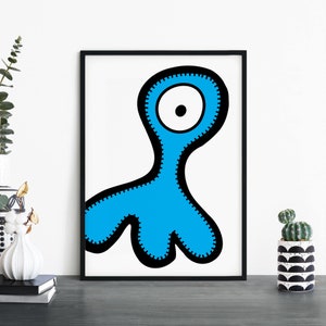 Geoff / Blue Monster Kids Children's Print Wall Art / 4x6 5x7 A4 A3 A2 A1