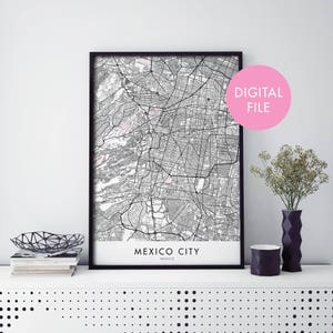 Mexico City Map Print Wall Art | Print At Home | Digital Download File