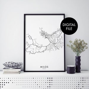 Milos, Griechenland Karte Druck Wandbild | Druck zu Hause | Digital Download Datei