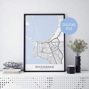 Rockingham, Western Australia City Map Print Wall Art | Print At Home | Digital Download File