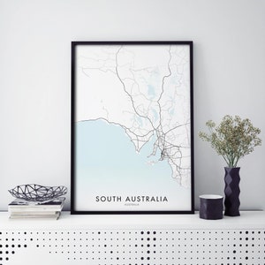 South Australia, Australia, SA, State Road Map Print Wall Art | A4 A3 A2 A1