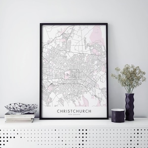 Christchurch, New Zealand City Map Print Wall Art Poster | A4 A3 A2 A1