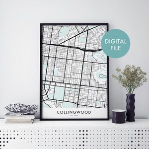 Collingwood, Melbourne City Map Print Wall Art / Print At Home / Digital Download File