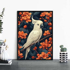 Impresión ilustrativa de cacatúa / Aves australianas / Arte mural / A4 / A3 / A2 / A1