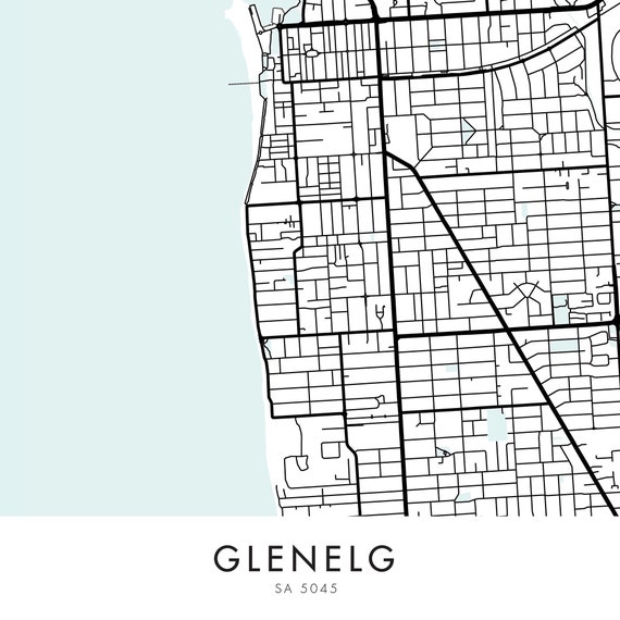 Map Of Glenelg Sa Glenelg Adelaide Australia Art City Map Print Wall Art A4 | Etsy Ireland