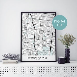 Brunswick West, Melbourne City Map Print Wall Art | Print At Home | Digital Download File