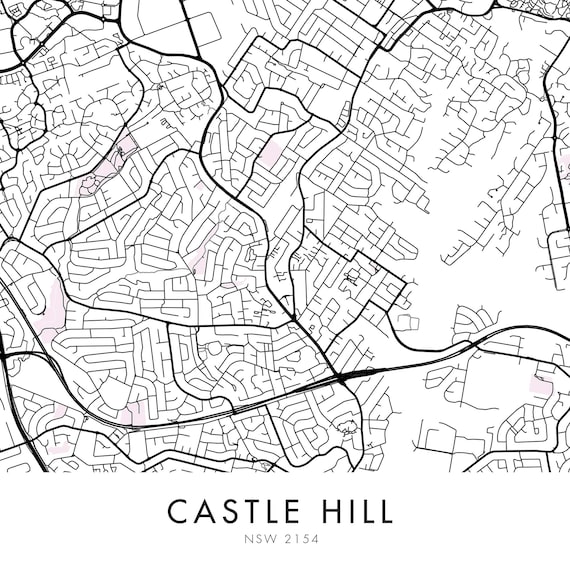 Map Of Castle Hill Nsw Castle Hill Sydney Australia City Map Print Wall Art Print | Etsy Australia