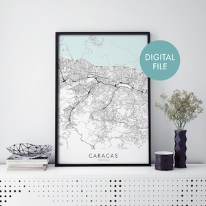 Caracas, Venezuela City Map Print Wall Art | Print At Home | Digital Download File