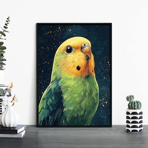 Impresión ilustrativa de periquitos australianos / Arte mural / A4 A3 A2 A1