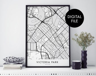 Victoria Park, Perth City Map Print Wall Art | Print At Home | Digital Download File