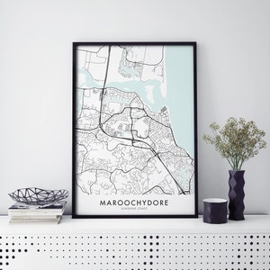Maroochydore, Sunshine Coast, Queensland, Australia Art, City Map Print Wall Art | A4 A3 A2 A1
