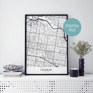 Toorak, Melbourne City Map Print Wall Art | Print At Home | Digital Download File