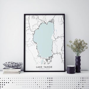 Lake Tahoe, Californie Nevada City Art, Carte Imprimer Art Mural | A4 A3 A2 A1
