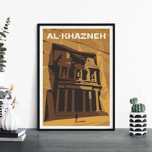 Al-Khazneh, Arte de pared ilustrativo de impresión de viajes, 4 x 6 5 x 7 A4 A3 A2 A1