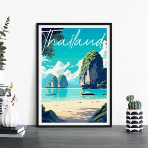 Tailandia, Arte de pared ilustrativo de viaje, 4 x 6 5 x 7 A4 A3 A2 A1