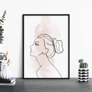Weibliche Mode Strichzeichnung Druck Wandkunst | 4x6 5x7 A4 A3 A2 A1