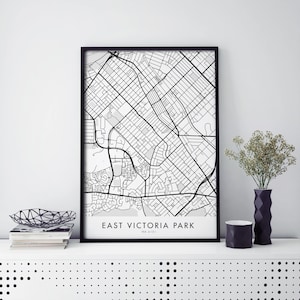 East Victoria Park, Perth Australia Sztuka, Mapa miasta Wydrukuj sztukę ścienną | A4 A3 A2 A1