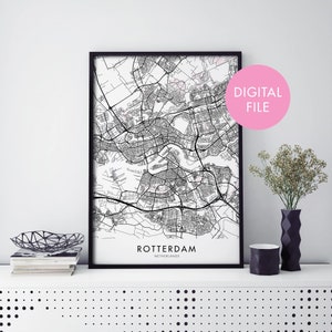 Rotterdam, Niederlande Stadtplan Druck Wandkunst | Druck zu Hause | Digital Download Datei