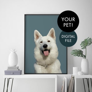 DIGITAL DOWNLOAD Custom Illustrated Pet Portrait Print Wall Art - Downloadable JPEG File