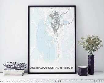 Australian Capital Territory, Australia, ACT, State Road Map Print Wall Art | A4 A3 A2 A1