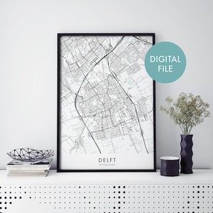Delft, Niederlande Stadtplan Druck Wandkunst Poster | Druck zu Hause | Digital Download Datei