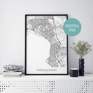 Saloniki, Griechenland Stadtplan Druck Wandkunst | Druck zu Hause | Digital Download Datei