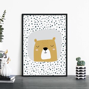 Bear Poster Print Arte de pared / Niños Niños Niños Niñas Guardería Dormitorio / A4 A3 A2 A1