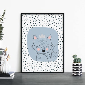 Fox Poster Print Arte de pared / Niños Niños Niños Niñas Guardería Dormitorio / A4 A3 A2 A1