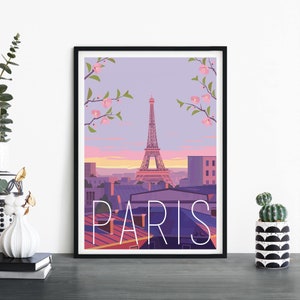 París, Francia, Arte de pared ilustrativo de impresión de viaje, 4 x 6 5 x 7 A4 A3 A2 A1