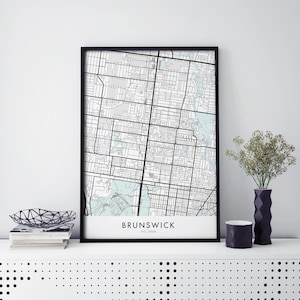 Brunswick, Melbourne Art, City Map Print Wall Art | A4 A3 A2 A1
