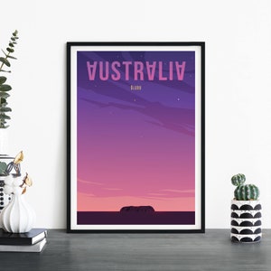 Uluru, Australia, Arte de pared ilustrativo de impresión de viajes, 4 x 6 5 x 7 A4 A3 A2 A1