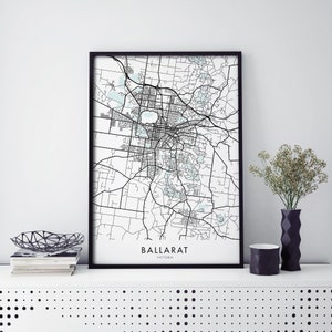 Ballarat, Victoria, Australia Art, City Map Print Wall Art | A4 A3 A2 A1