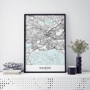 Nairobi, Kenya Art, City Map Print Wall Art | A4 A3 A2 A1