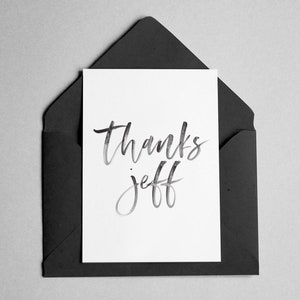 Personalized Thank You Card - Minimalist Script - "Thanks *Name*"