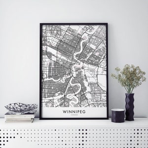 Winnipeg, Manitoba, Canada City Map Print Wall Art Poster | A4 A3 A2 A1