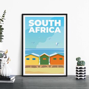 Playa de Muizenberg, Sudáfrica, Arte de pared ilustrativo de impresión de viajes, 4 x 6 5 x 7 A4 A3 A2 A1