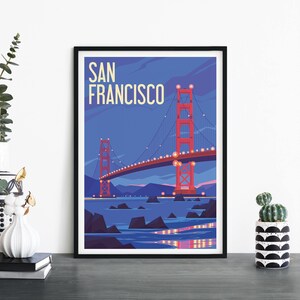 San Francisco, California, Arte de pared ilustrativo de impresión de viajes, 4 x 6 5 x 7 A4 A3 A2 A1