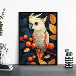 Impresión ilustrativa de cacatúa / Aves australianas / Arte mural / A4 / A3 / A2 / A1