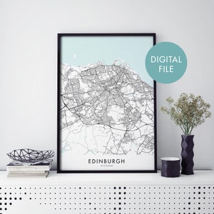 Édimbourg, Écosse, Royaume-Uni Carte de la ville Imprimer Art mural | Imprimer à la maison | Fichier de téléchargement numérique