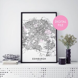 Edimburgo, Escocia, Reino Unido Mapa de la ciudad Print Wall Art / Print At Home / Digital Download File